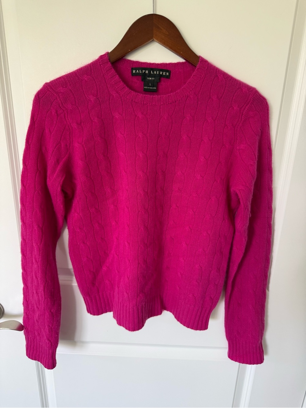 Ralph Lauren Black Label Slim Fit Cashmere Cable Knit Sweater Size Large
